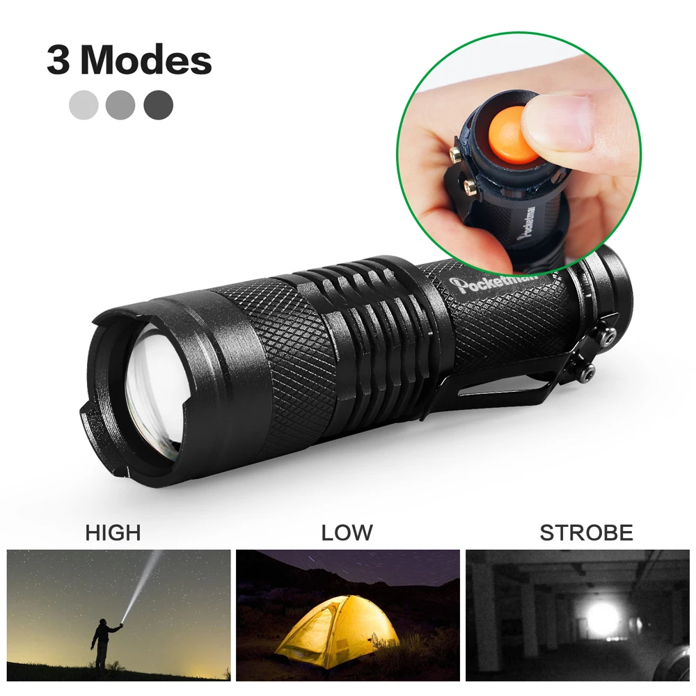 5 Stück Mini-LED-Taschenlampe, hellste taktische Taschenlampen, leistungsstarke LED-Taschenlampe, zoombare Blitzlampe, angetrieben durch AA-Batterien oder 14500
