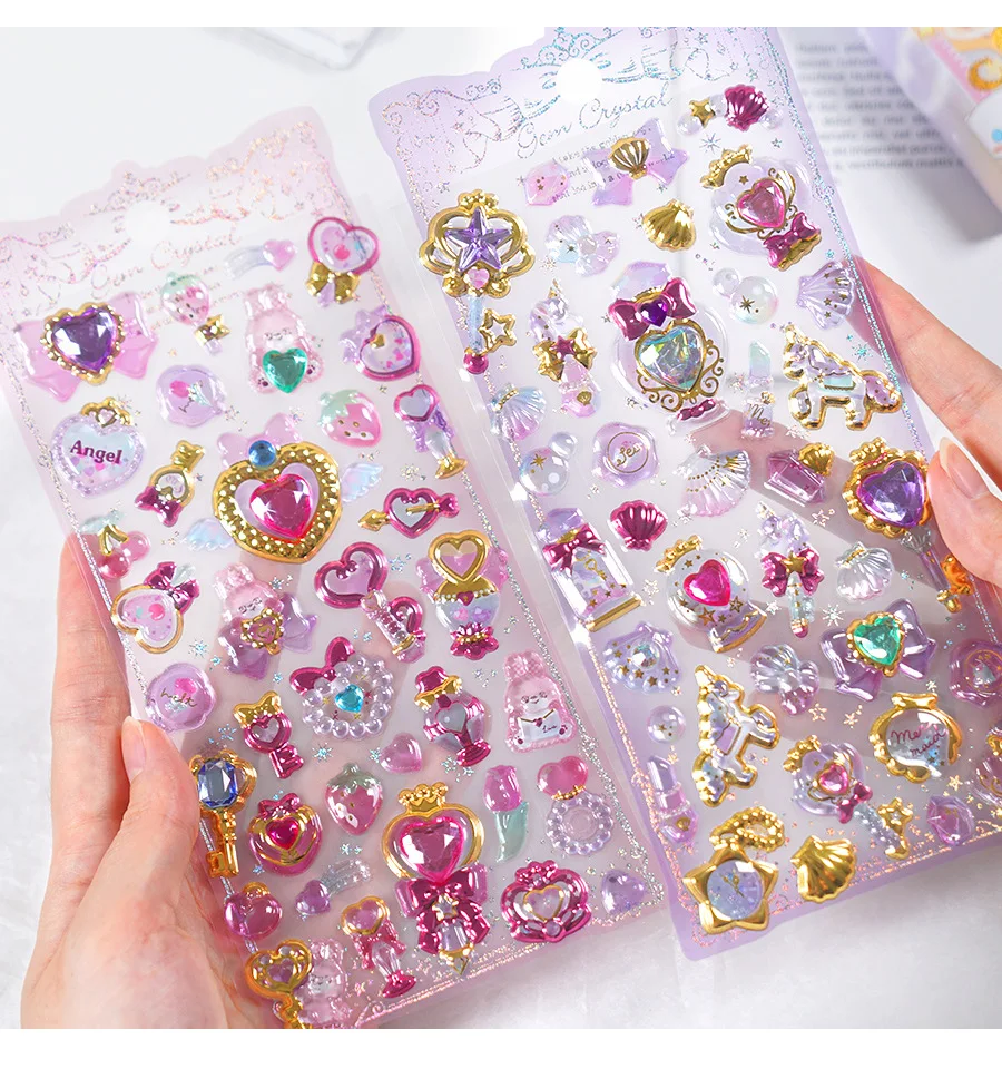 1pc かわいい繊細な 3D ガーリー宝石金メッキステッカースクラップブッキング Diy ジャーナル文具ステッカーデコアート用品ギフト賞品