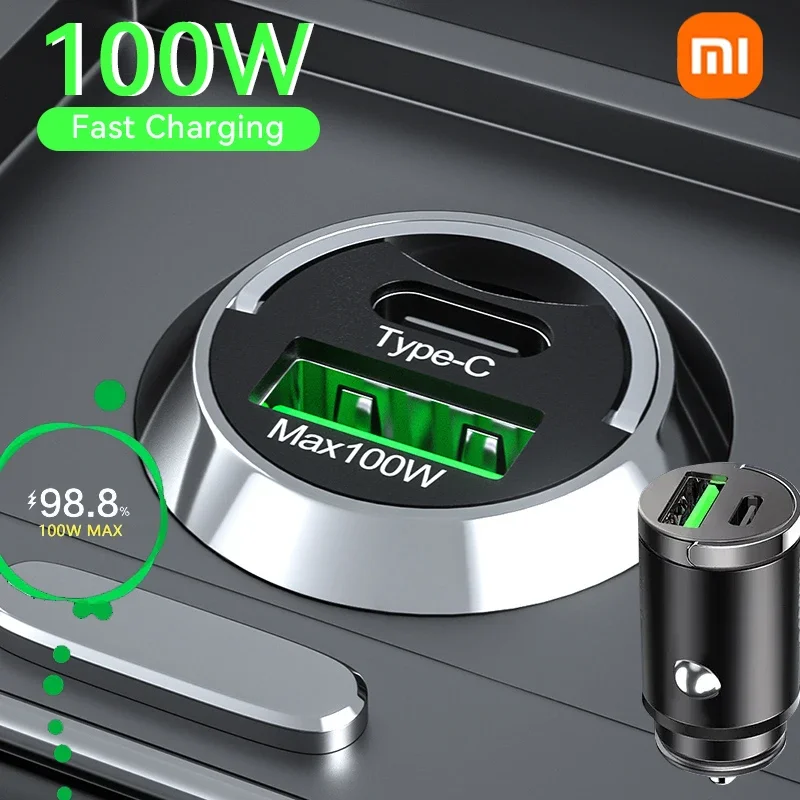 Автомобильное зарядное устройство Xiaomi 100 Вт с разъемом USB Type-C и поддержкой быстрой зарядки