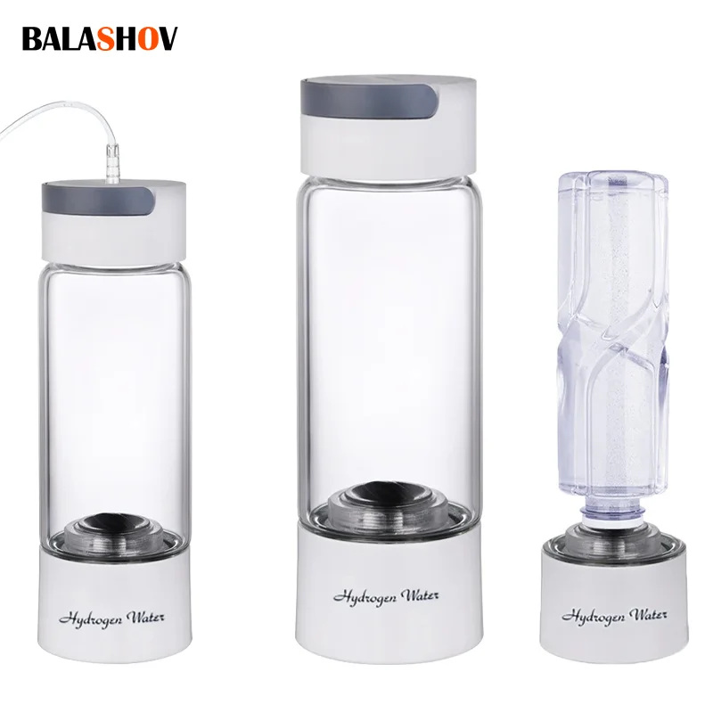 380ML แบบพกพาบํารุงฟื้นฟูเปลี่ยนสีผมพร้อมเคลือบเงาผมในขั้นตอนเดียวสีผมติดทนนาน 2 เดือนลดการหลุดร่วงของเส้นผมปลอดภัยไร้สารไฮโดรเจน Rich Water Generator ขวดถ้วยแก้ว body SPE/PEM Dual Chamber Maker lonizer - H2 อุปกรณ์การสูดดดม