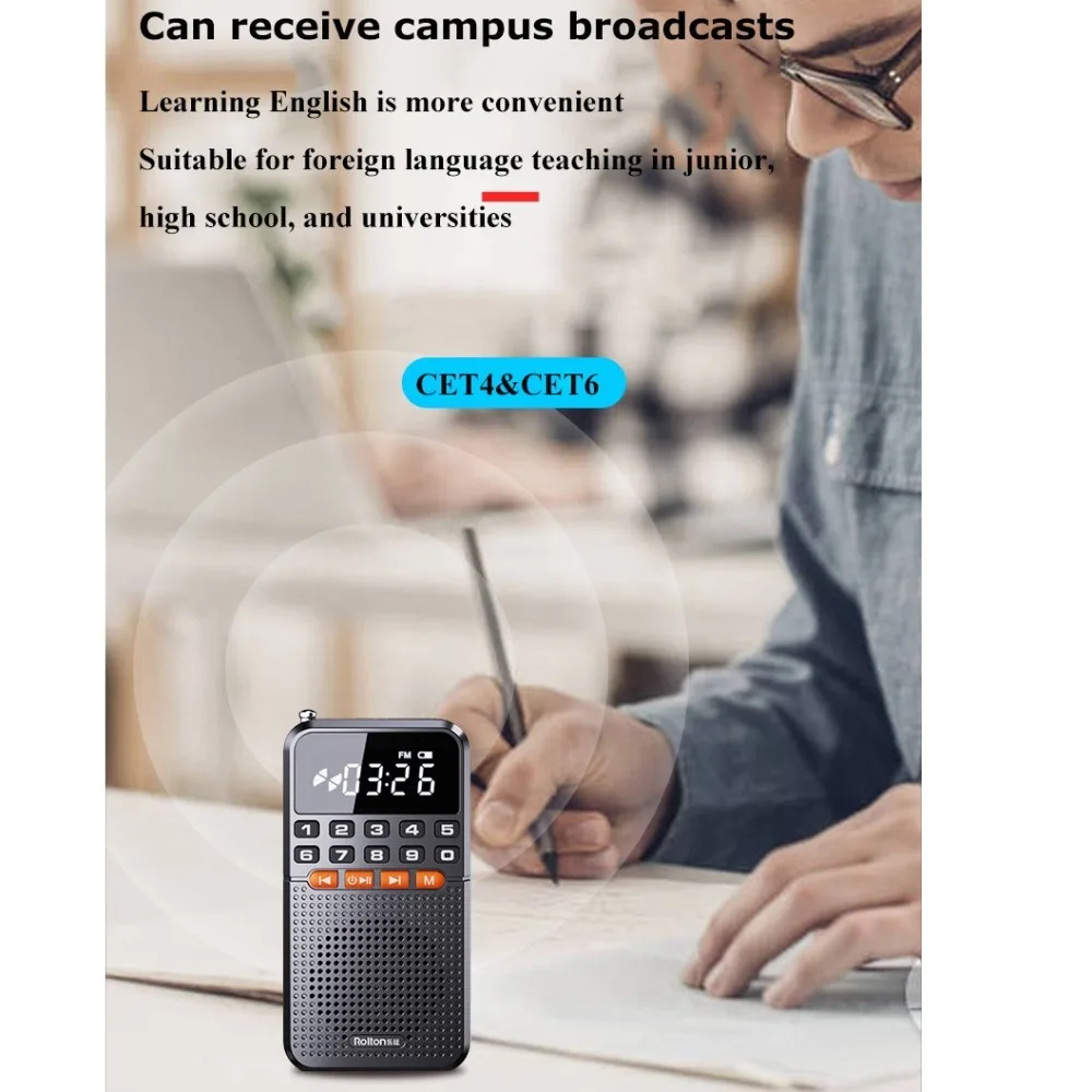 Портативное радио FM Мини Bluetooth-динамик TF-карта Музыкальный плеер со светодиодным фонариком Карманный радиоприемник для Walkman Go Hiking