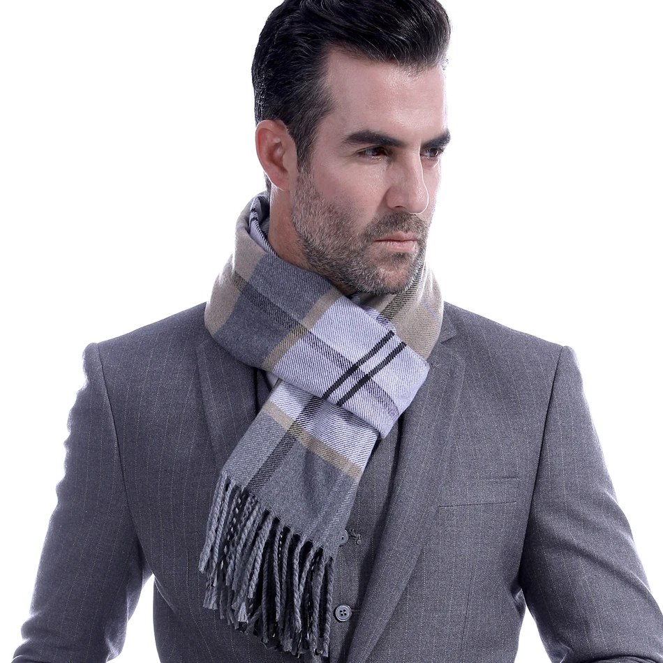 Men' Cho Doanh Nhân Cashmere Dài Khăn Choàng Thu Đông Ấm Kẻ Sọc Cổ Quấn Khăn Choàng Mềm Nhiệt Khăn