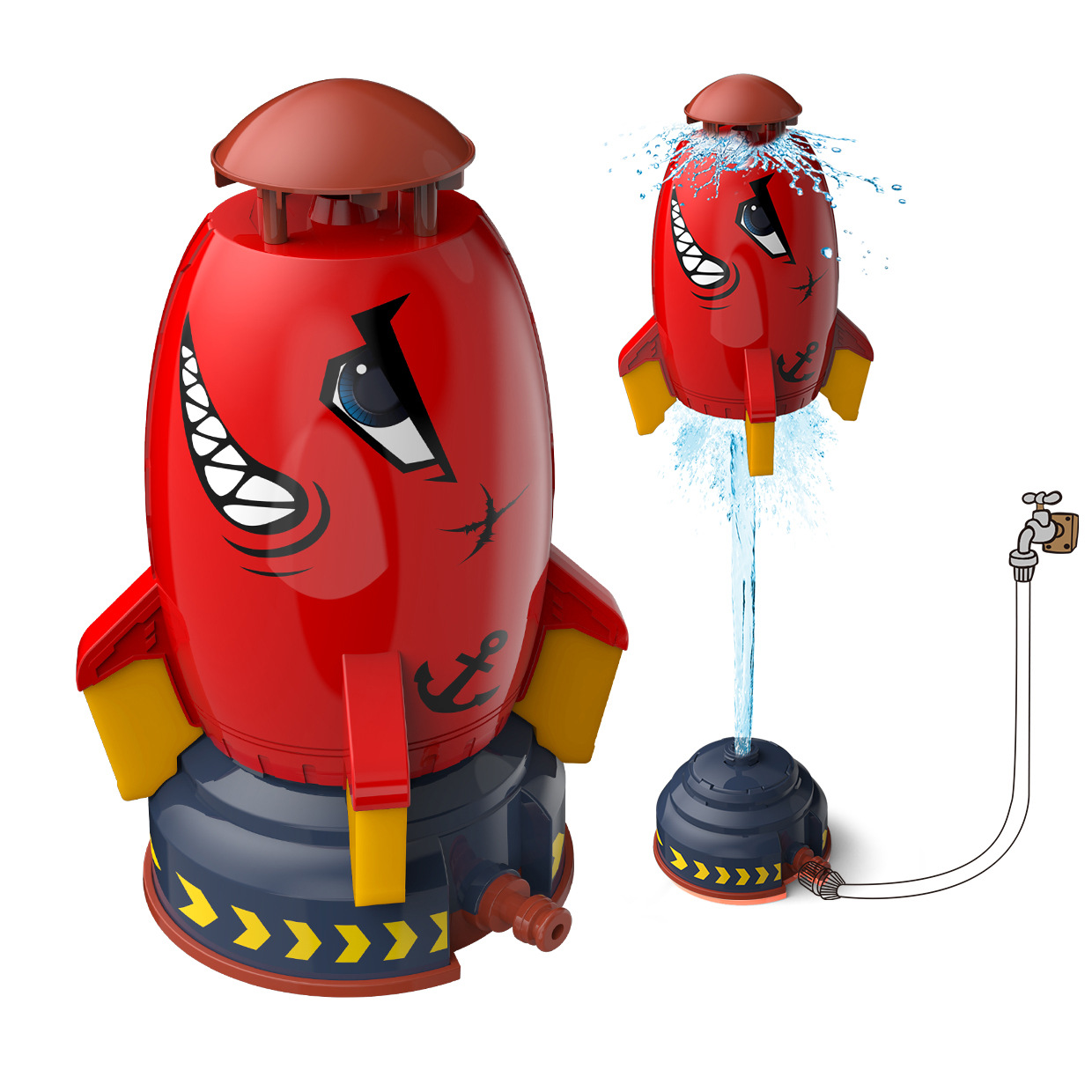 Flying JET Rocket Fountain Sprinkler สาดน้ําของเล่นสําหรับเด็ก 360 องศาหมุนปาร์ตี้สระว่ายน้ํากลางแจ้งเด็กของเล่นฤดูร้อน