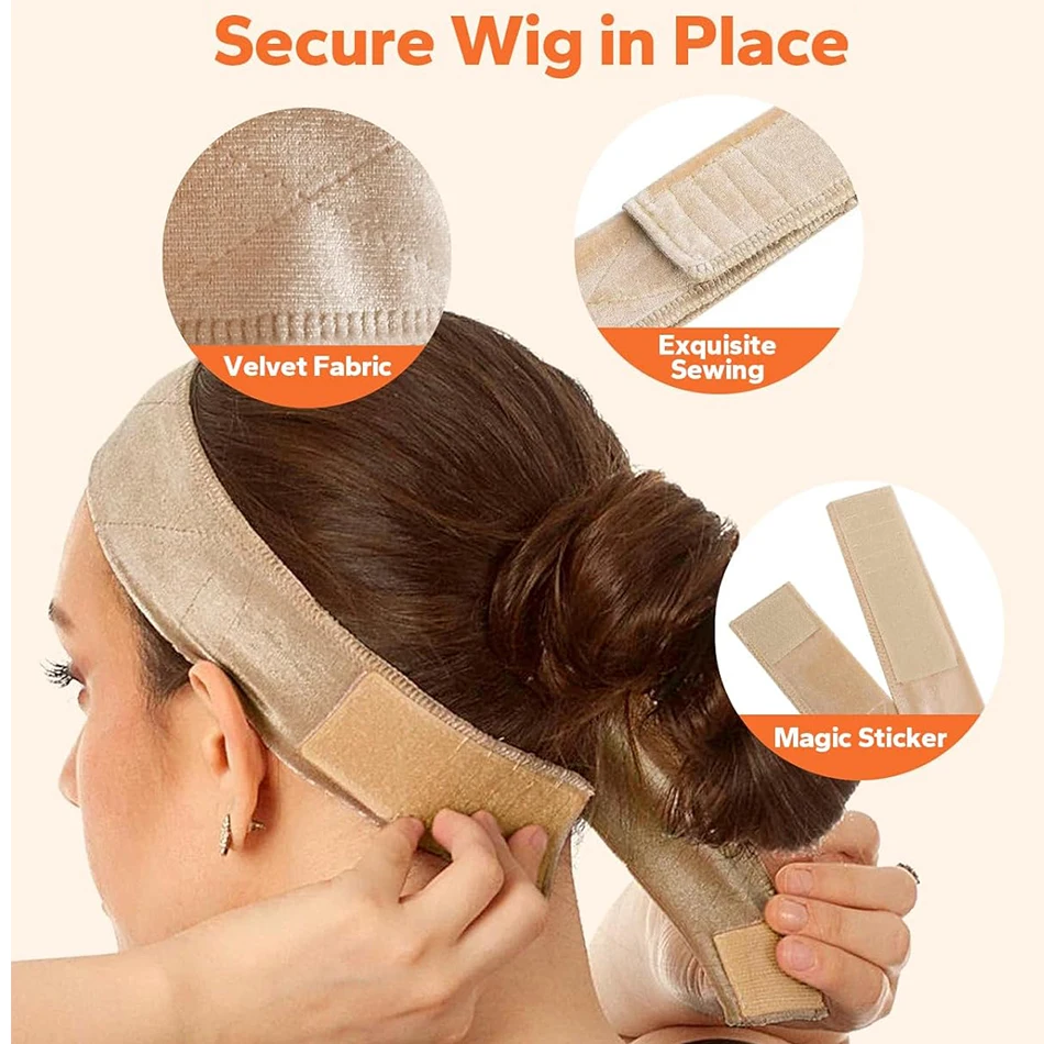 Impugnature per parrucca in velluto Fascia per capelli con impugnatura regolabile per parrucche frontali in pizzo Impugnature per parrucca in morbido velluto antiscivolo Fascia per tenere la parrucca