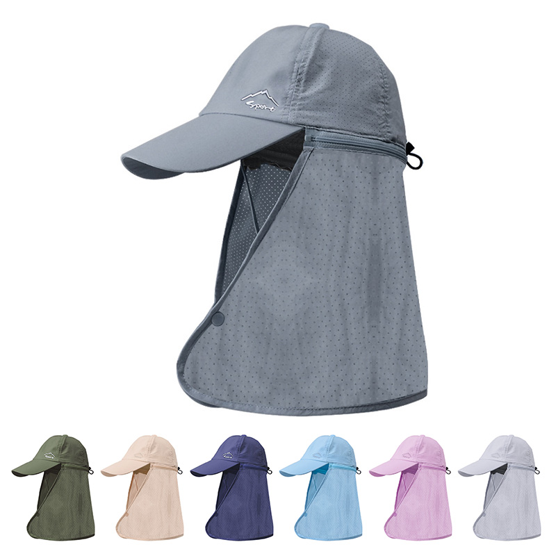 Szybkoschnące kapelusze przeciwsłoneczne dla mężczyzn kobiety odpinany szal ochrona szyi czapka z daszkiem dla dorosłych czapka z daszkiem na zewnątrz wiosenny letni kapelusz dla nastolatków