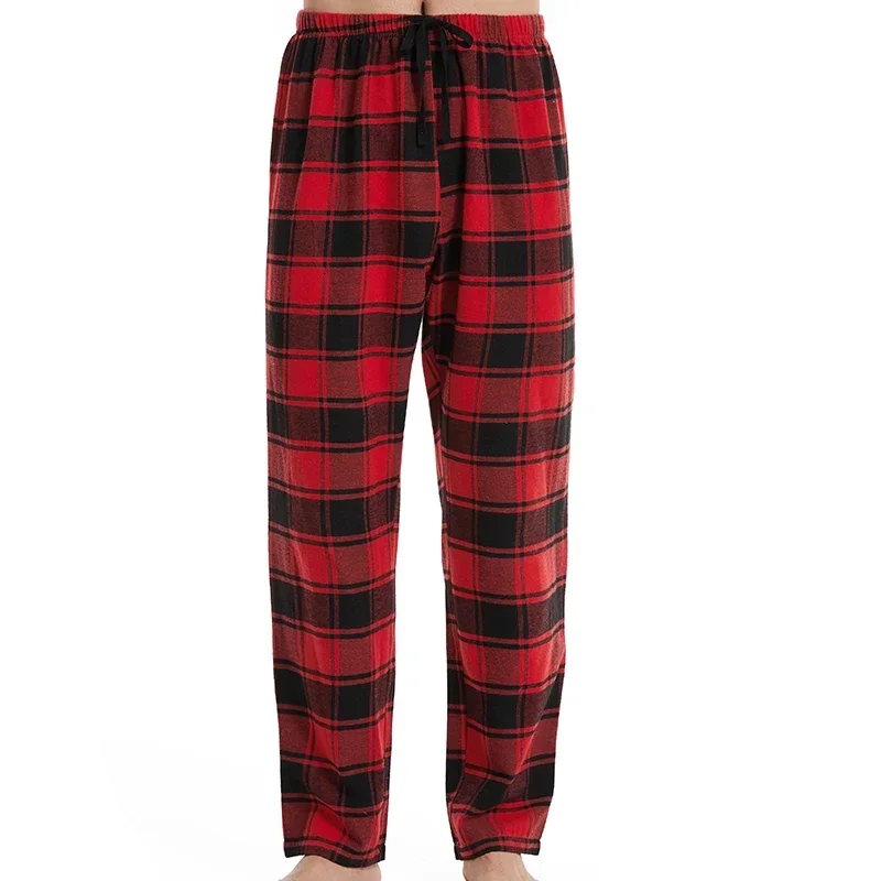 Moda casual xadrez vermelho calças de pijama xadrez novo pijama xadrez masculino macio e confortável calças de cintura elástica