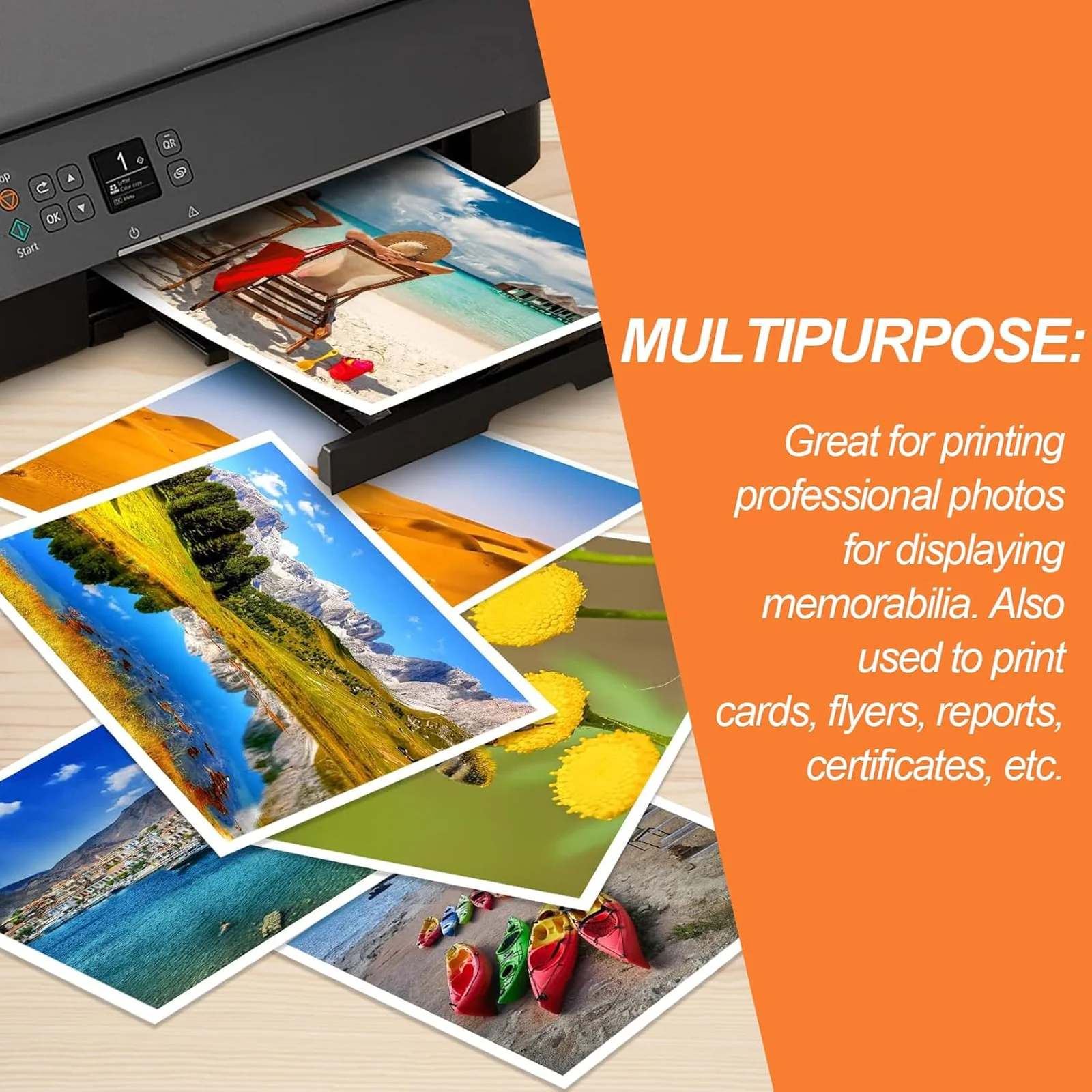 HUSPER 100 feuilles de papier photo brillant 4x6 pouces 180/200/230 G/m2 jet d'encre simple face Compatible avec dos gris pour une utilisation au bureau à domicile