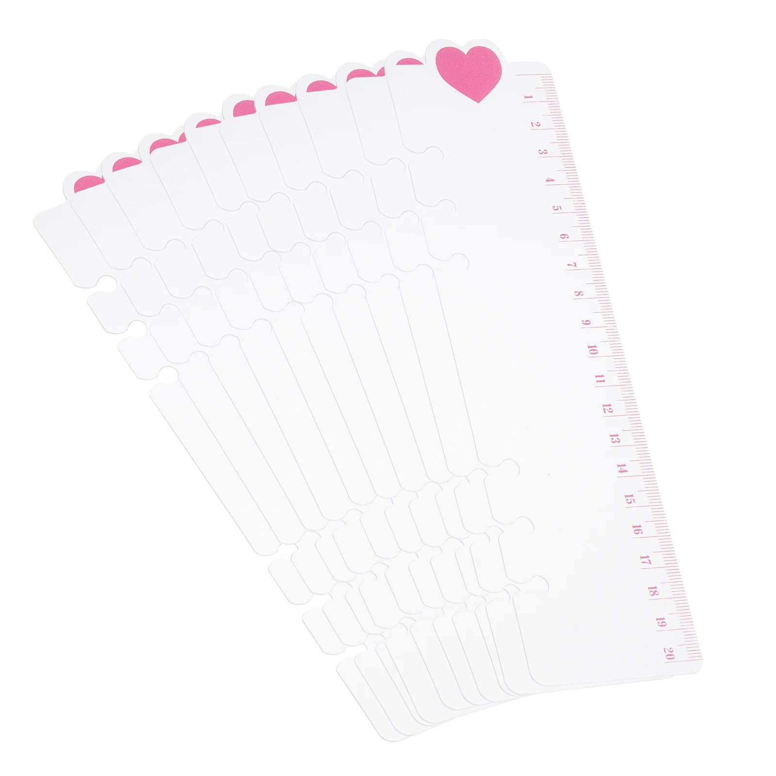 10Pc Bookmark Ruler Snap-in Ruler Page Marker Book Mark Measuring Tools Drawing Tool for 6-Hole Binder Notebook Pink Heart Shape