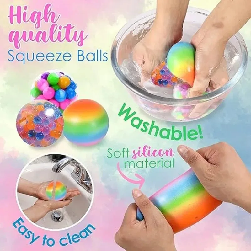 6 pièces Mini balles anti-Stress Squishy ensemble arc-en-ciel balle à presser EDC jouet sensoriel Fidget jouet Durable Non toxique balles à presser soulager le Stress