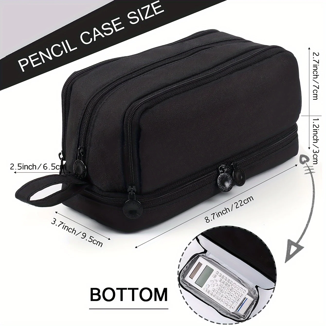 Astuccio per cancelleria di grande capacità, astuccio resistente in tessuto oxford, organizer portatile per forniture scolastiche, per ufficio e universitarie
