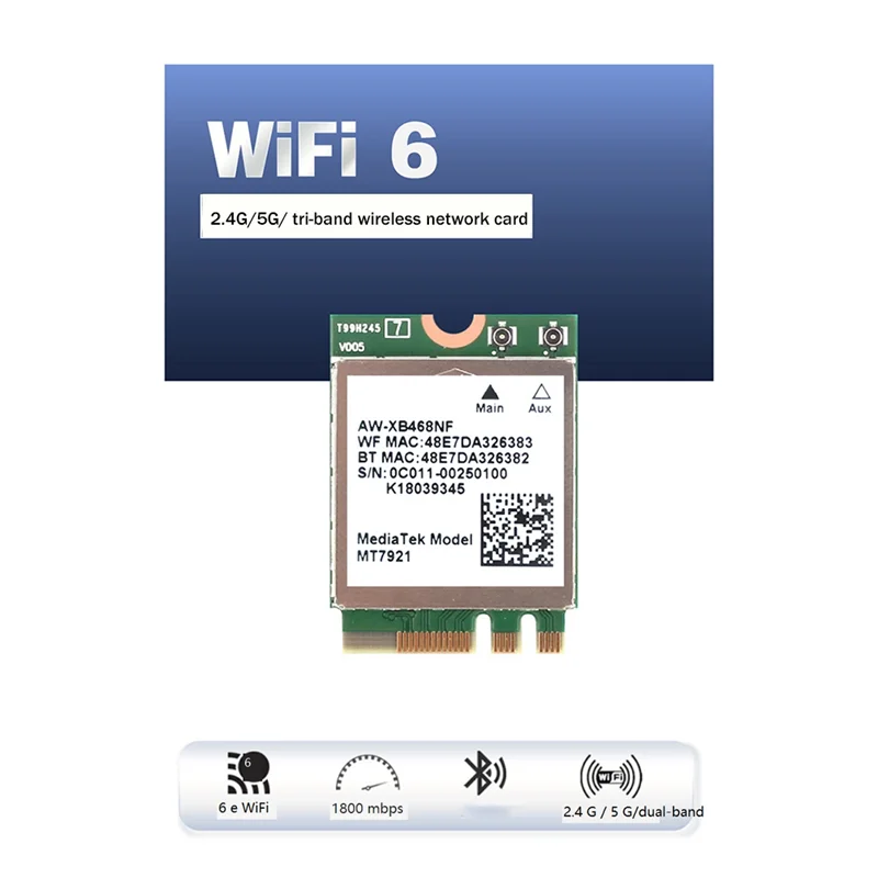 ATP-MT7921 WIFI6 Komputer Desktop Laptop Bawaan Kartu Jaringan Nirkabel 2.4G 5G Kartu Jaringan Gigabit M2 5.2 BT Kartu Jaringan