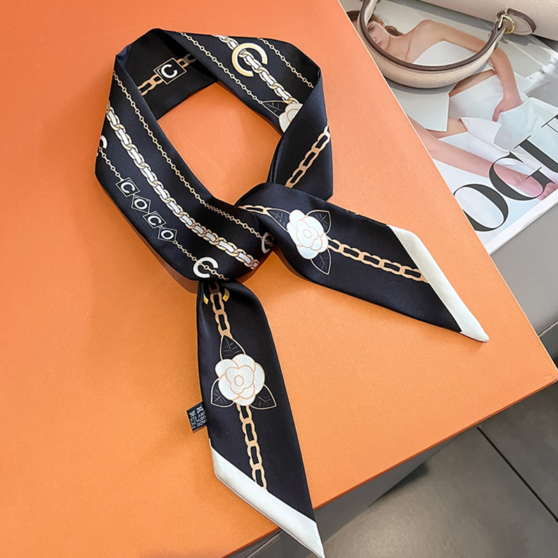 Luxe 5*85 cm Slanke Model Temperament Kleine Sjaal Lange Zijden Sjaal Haarband vrouwen All-Match Dubbelzijdig Streamer