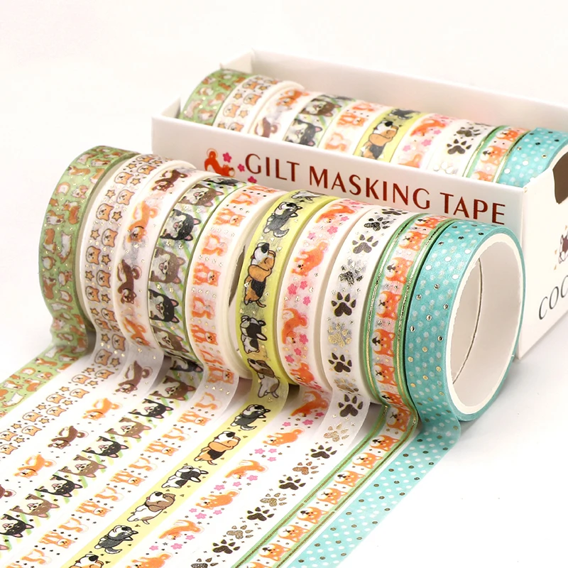 10 ชิ้น/กล่องทองฟอยล์ Washi เทป Kawaii Scrapbooking สมุดบันทึกสติกเกอร์ DIY Masking เทปเกาหลีเครื่องเขียนอุปกรณ์สํานักงาน