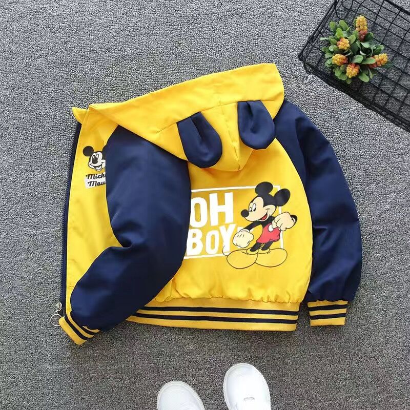 Nueva chaqueta de primavera para bebés y niñas, ropa de abrigo con estampado de dibujos animados de Mickey Minnie Mouse para niños, abrigo cortavientos para niños