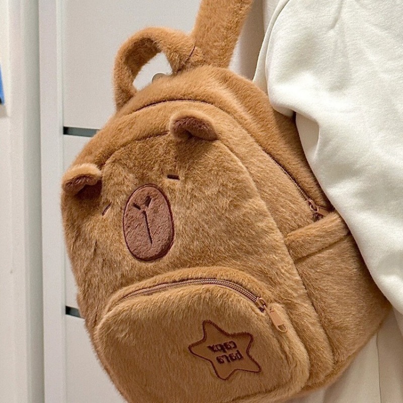 Capybara Plush Backpack Kawaii Fashion Plushie Doll Fur Bag Children's Bag Shoulder Bag Mini Knapsack Bags Gifts For Girlfriend