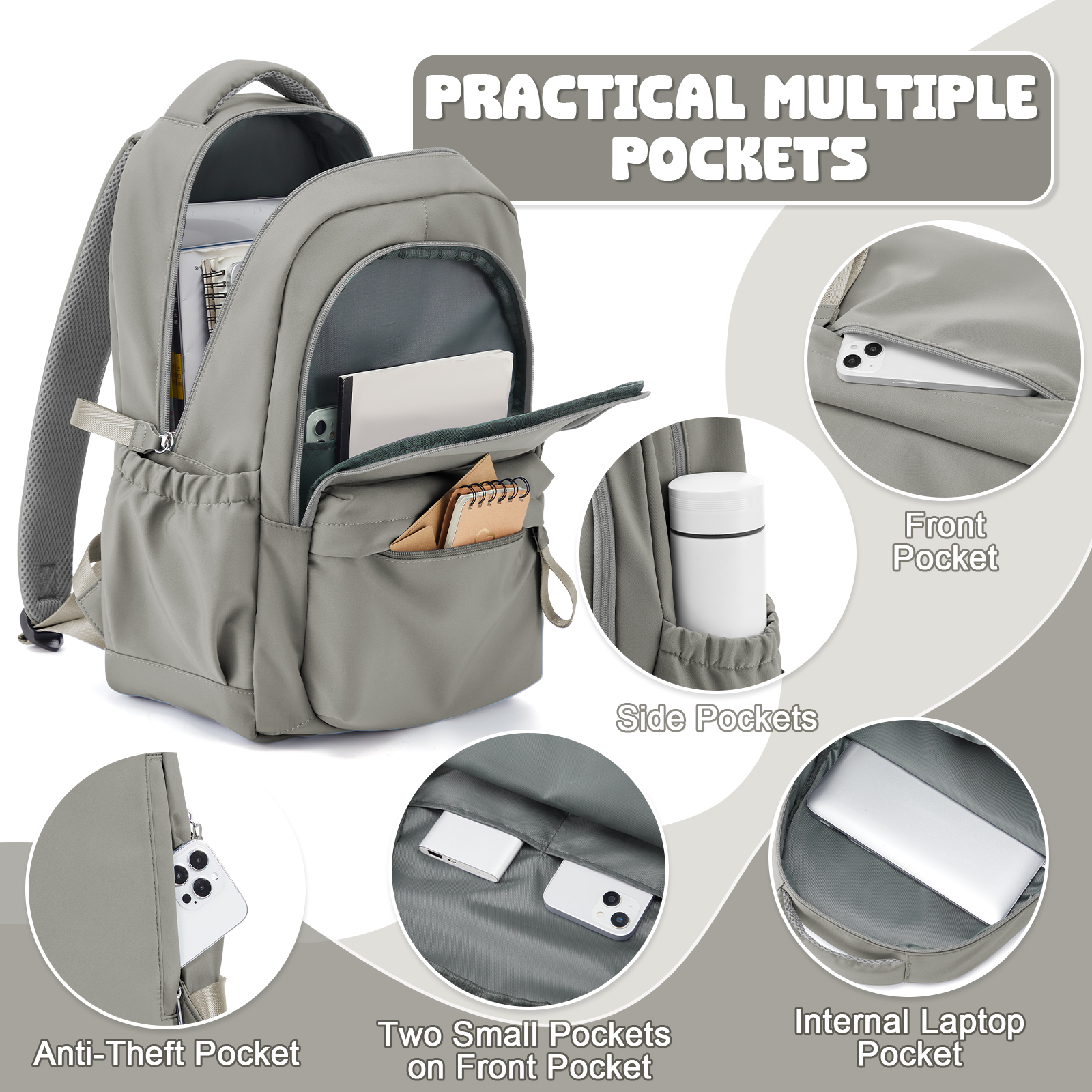 Laptop Backpack for Women, Anti Theft Work Backpack for 14 Inch, School Backpack Nurse Backpack, Bookbag for Teenage Girls Boys