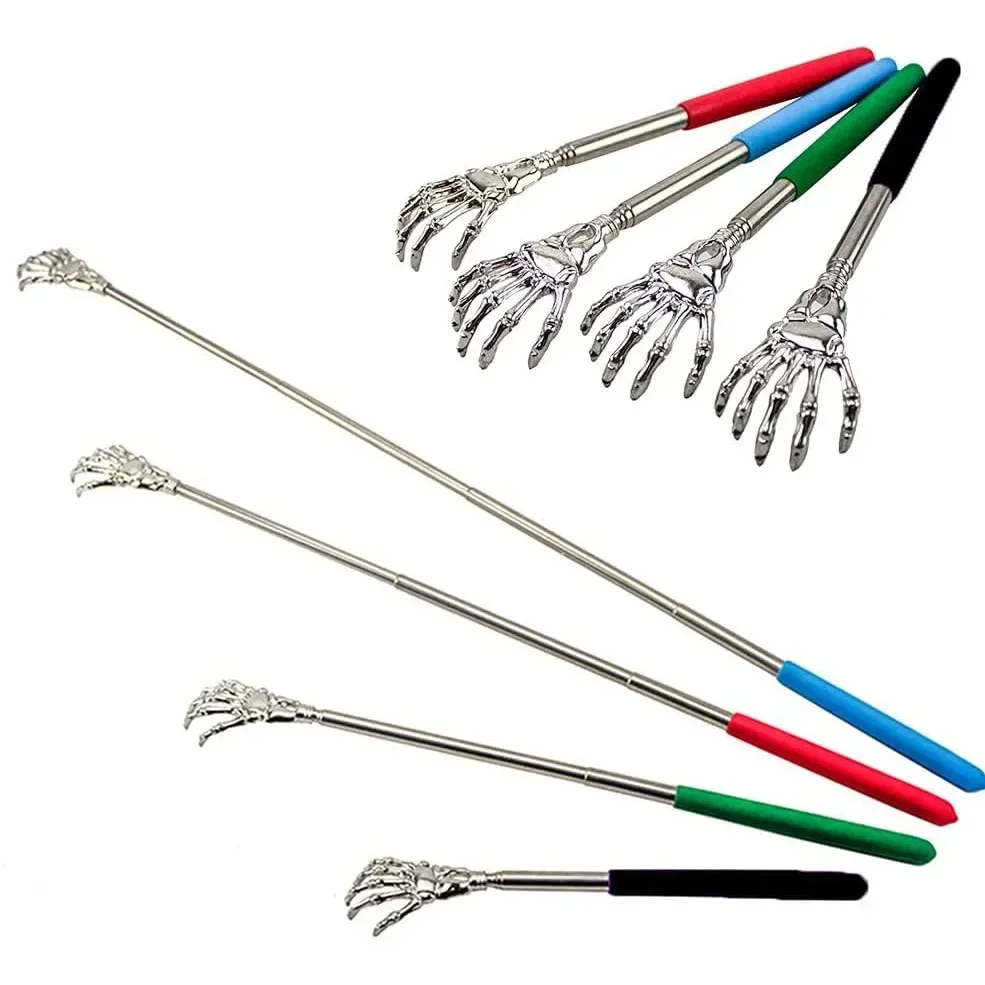 Rascador de espalda de acero inoxidable, masajeador telescópico para rascar, picazón extensible, productos de salud feliz para ancianos, artesanías Hackle