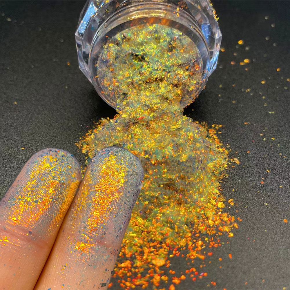 Sparkly Chameleon Nail Opal Flakes Magic Mirror Aurora Thick Nail Sequins Pigment Eye shadow Colorshift Mermaid Nail Chrome Dust