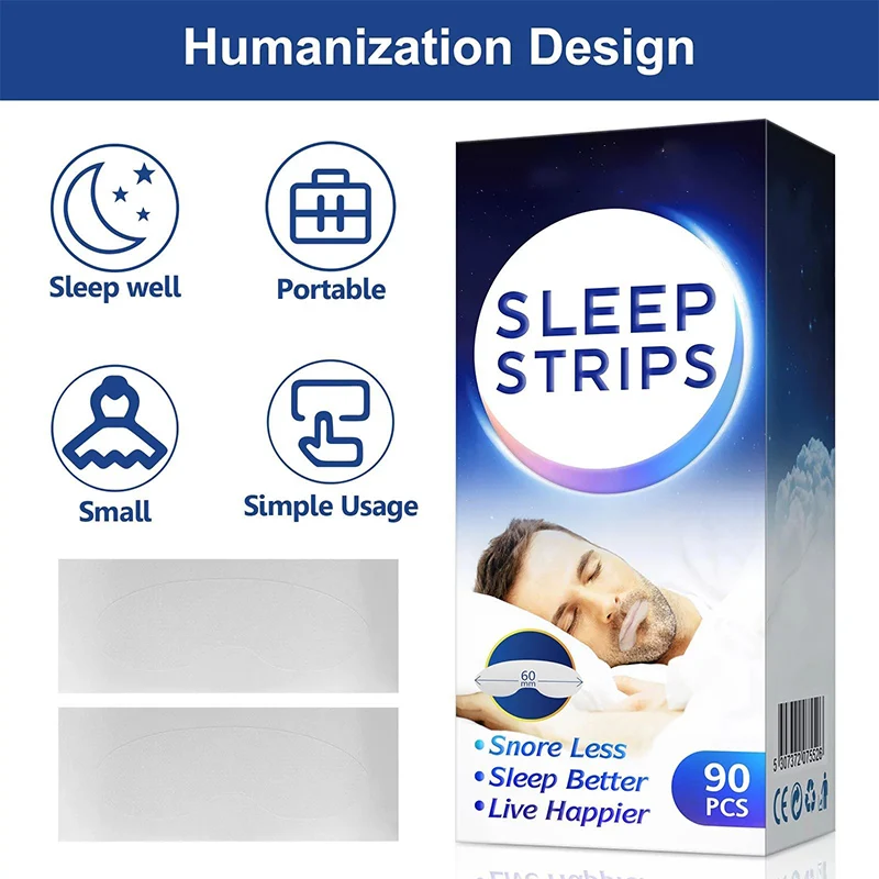 Sleep Strips Anti Snoring Patch ปิดปากหายใจ Patch เหมาะสําหรับผู้ชายและผู้หญิง 90 ชิ้น Sleep Patch