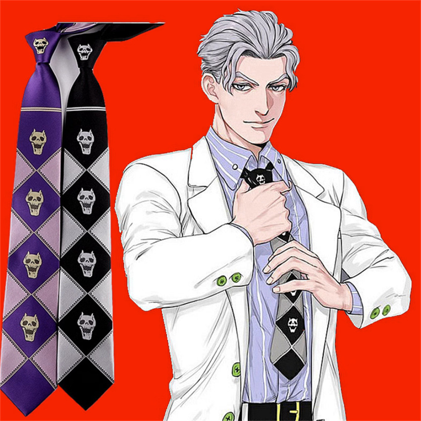 Anime JoJo Krawatte Kira Yoshikage Halloween Cosplay Kostüm Zubehör KILLER QUEEN Schädel Himmel Tür Krawatte