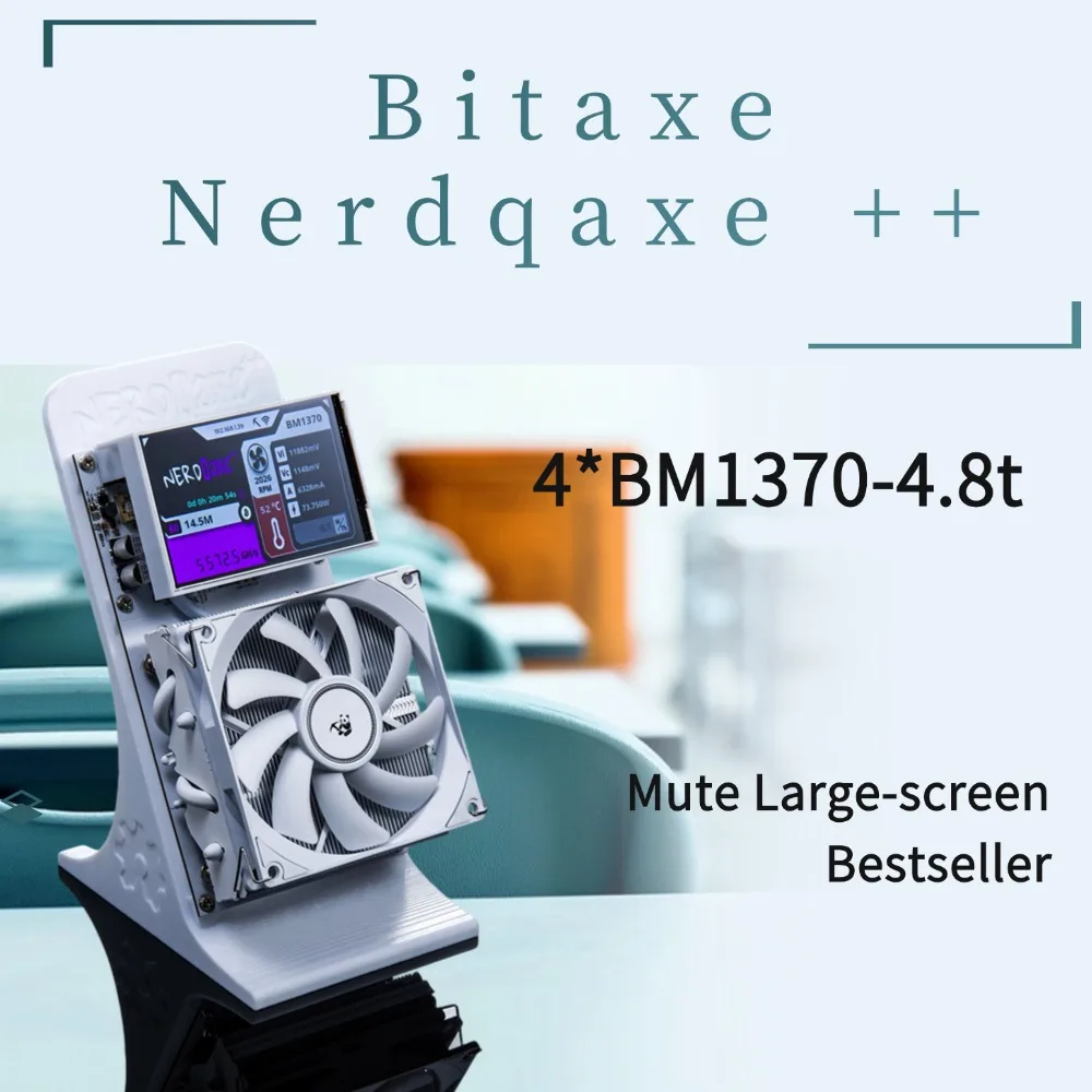 Fabriek Bitaxe NerdQaxe++ 4.8TH/s Bitcoins Miner 4 stuks BM1370 Asic Chip Solo BTC 68W 2.4G WiFi Open-Source mijnbouwmachine