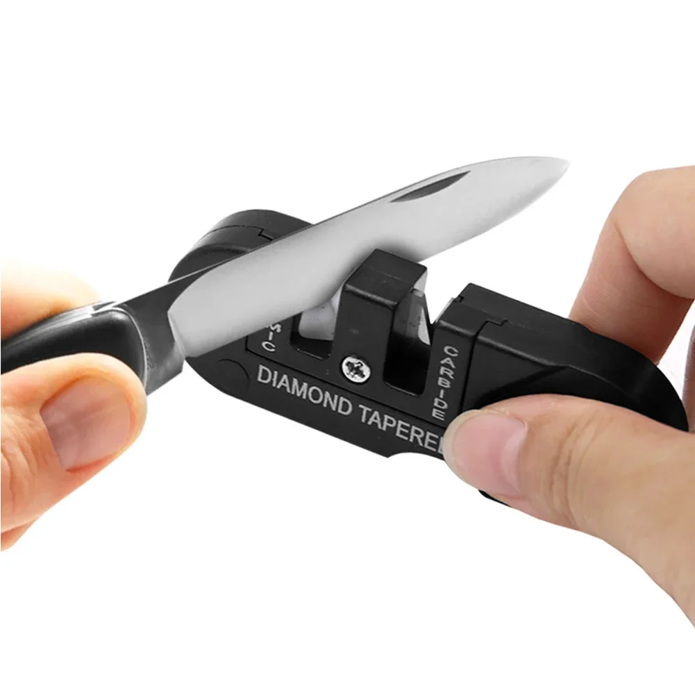 Portable Tungsten Ceramic Carbide knife sharpener professional kit Whetstone Kitchen Tool Camping Hiking tactical Survival Gear
