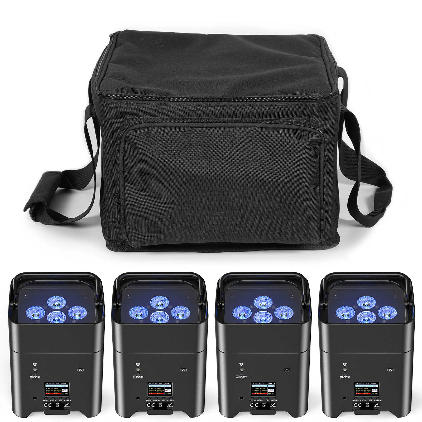 U'King 4PCS 6x18W 6IN1 RGBAW + UV Par Light com Bolsa DMX Controle Remoto WiFi Par Light Sem Fio LED Luz de Palco para DJ Bar Party