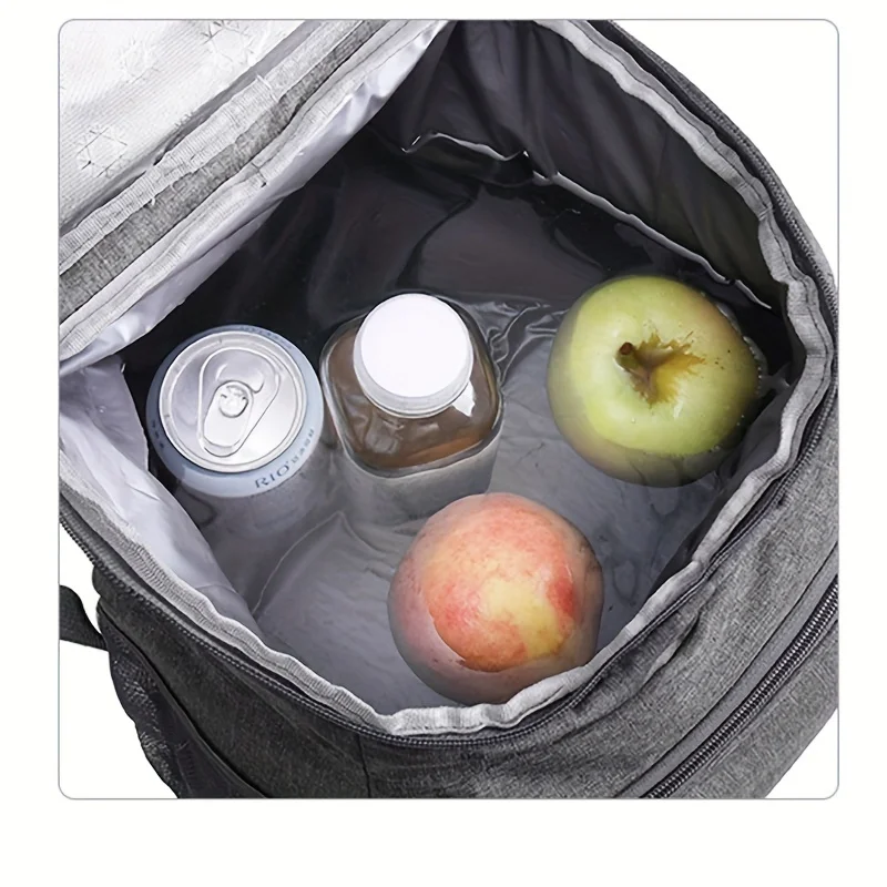 Borsa da picnic isolata addensata, borsa da pranzo portatile in foglio di alluminio, borsa a tracolla con isolamento termico di grande capacità
