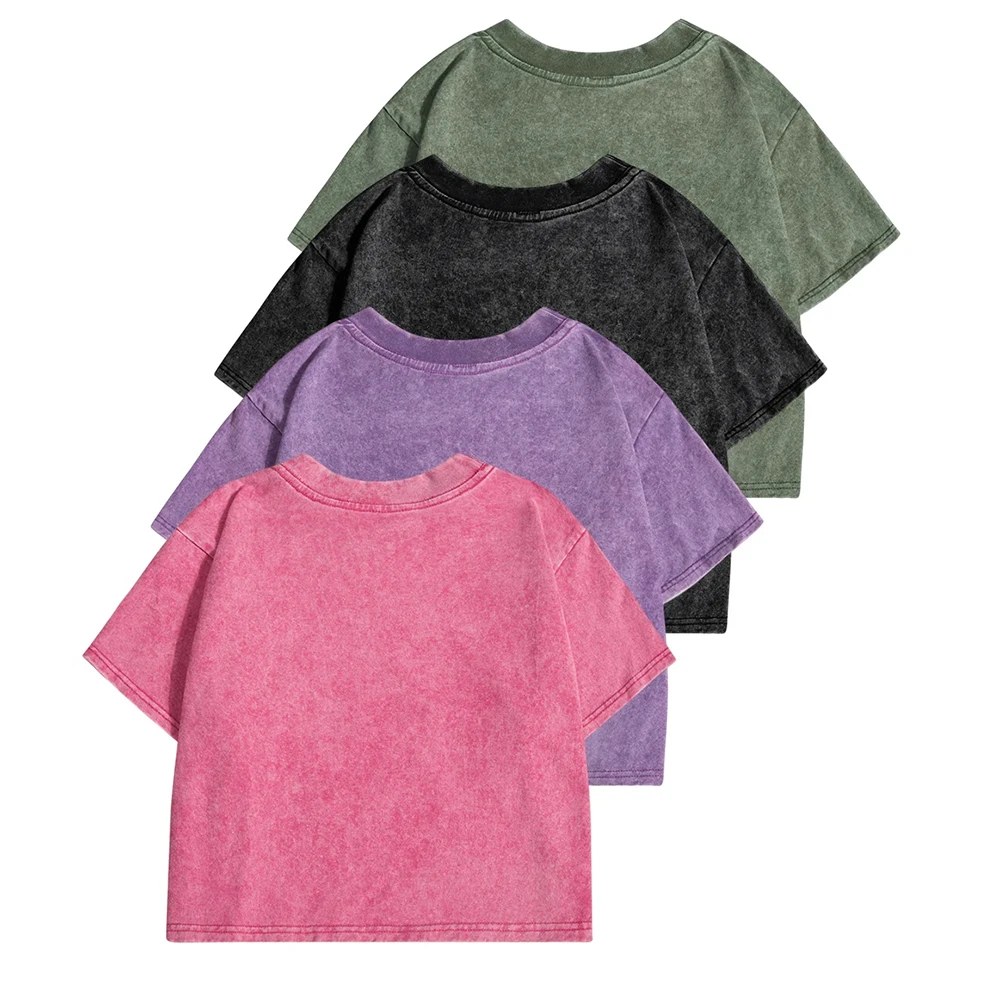 สีทึบ Slim ล้างเสื้อยืดผู้หญิงแฟชั่นผ้าฝ้ายนุ่ม TEE เสื้อลําลองกีฬาแขนสั้น Cool Retro เสื้อผ้าหญิง