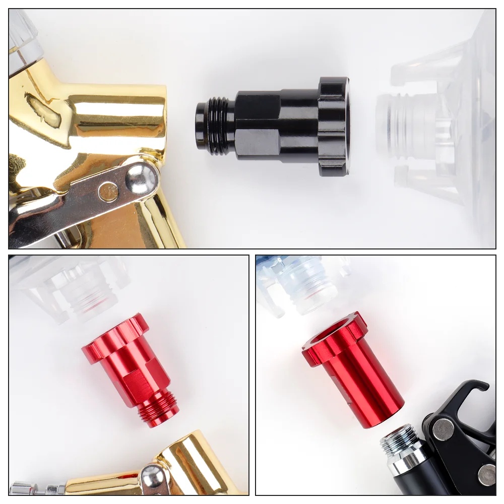 Quick Connector Spray Gun Adapter M16x1.5 Red & Black G3/8 External M16x1.5 Red Internal Airbrush Adapter Disposable Paint Cup