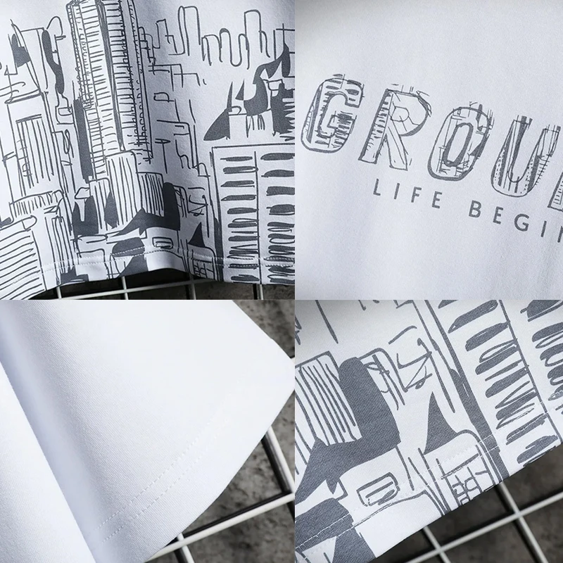 Letni męski strój sportowy na co dzień z nadrukiem miejskim sportowa bluza do joggingu na świeżym powietrzu spodnie dresowe oddychający szybkoschnący 2-częściowy garnitur