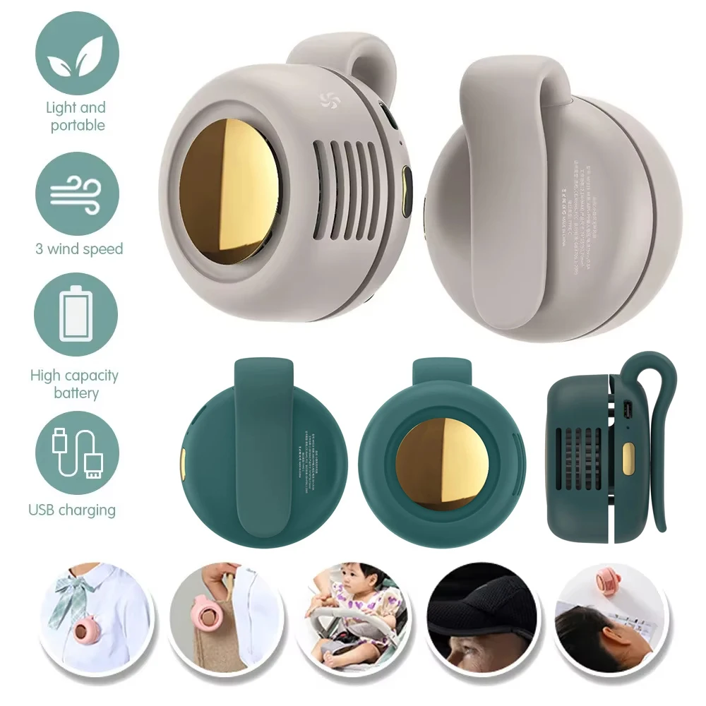 Ventilador portátil Mini ventilador eléctrico sin aspas recargable de mano ventilador de cintura con Clip adecuado para ventilación al aire libre ventilador pequeño de escritorio