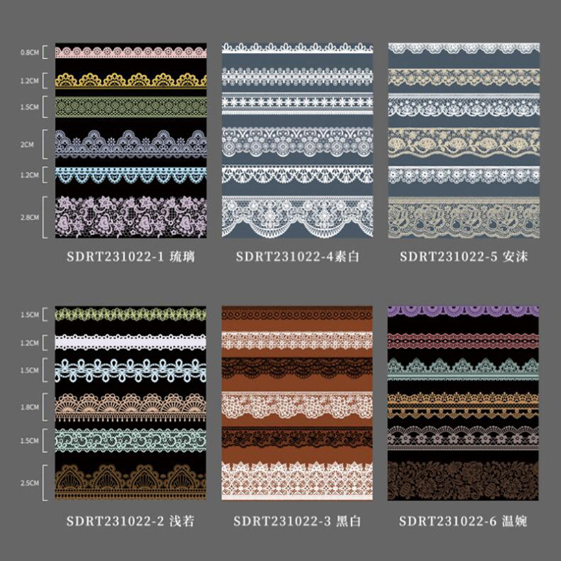 6 ロールレトロレース PET 和紙テープ日記装飾 Wasitape Cinta Adhesiva Decorativa スクラップブッキング用品マスキングテープ