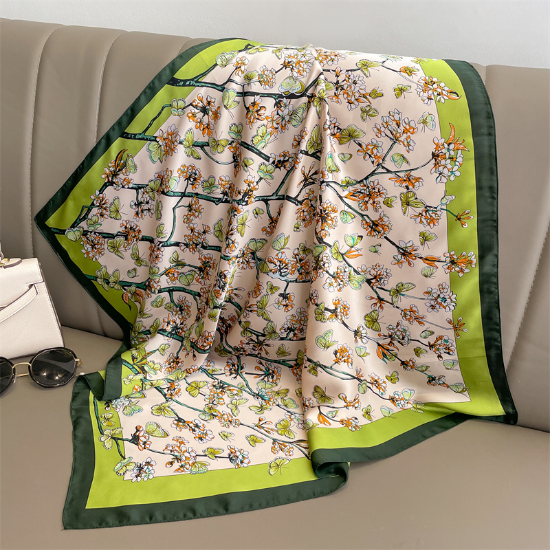 Sang Trọng Động Vật Lụa Satin Đầu Khăn Choàng Nữ Khoác Kẻ Sọc In Kerchief Cổ Scarfs 70Cm Vuông Khăn Choàng Và Wrpas Khăn Choàng Cổ dành Cho Nữ