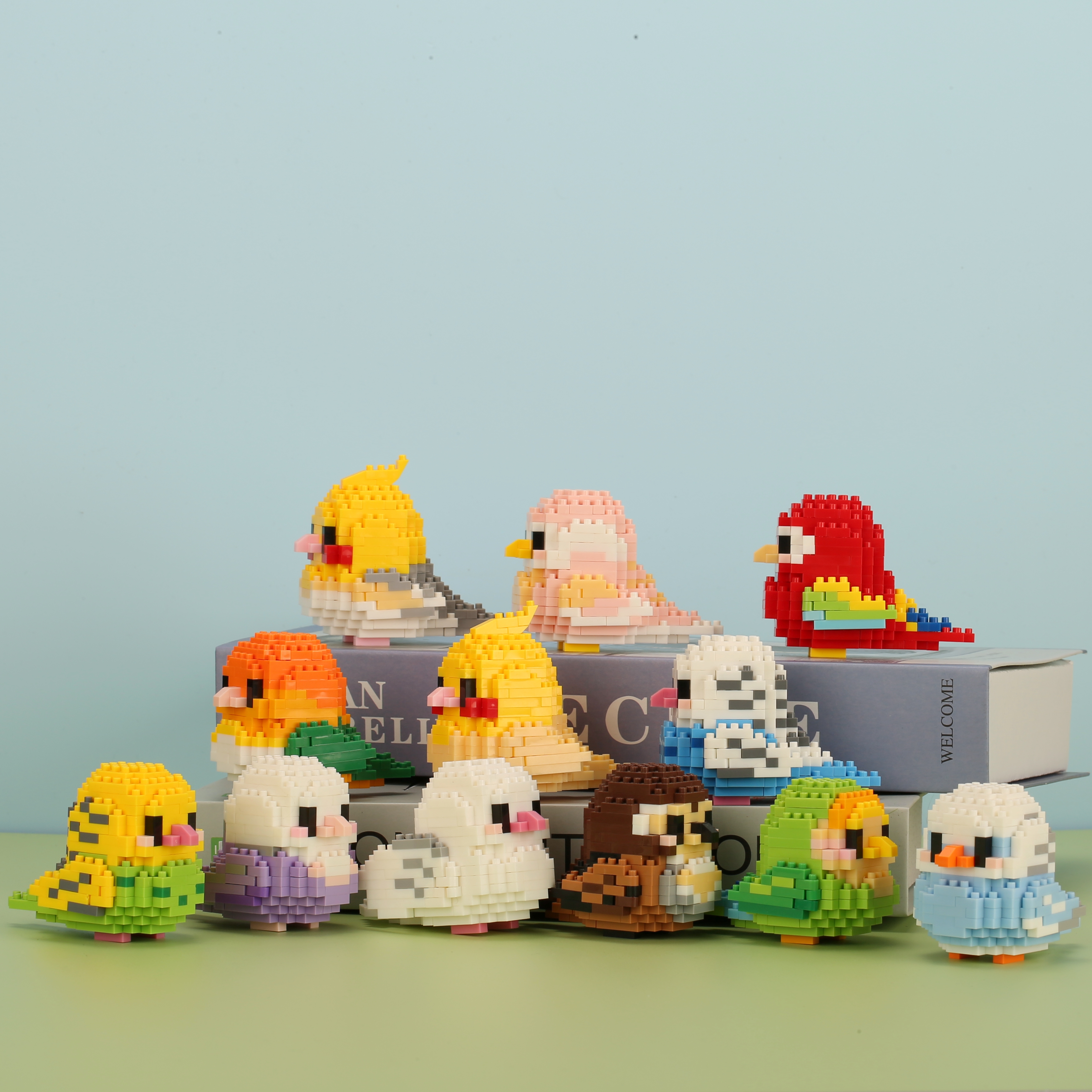 Moe Bird-serie bouwsteenspeelgoed, tafelornamenten, educatief speelgoed voor kinderen, geschikt voor jongens en meisjes Kerstmis