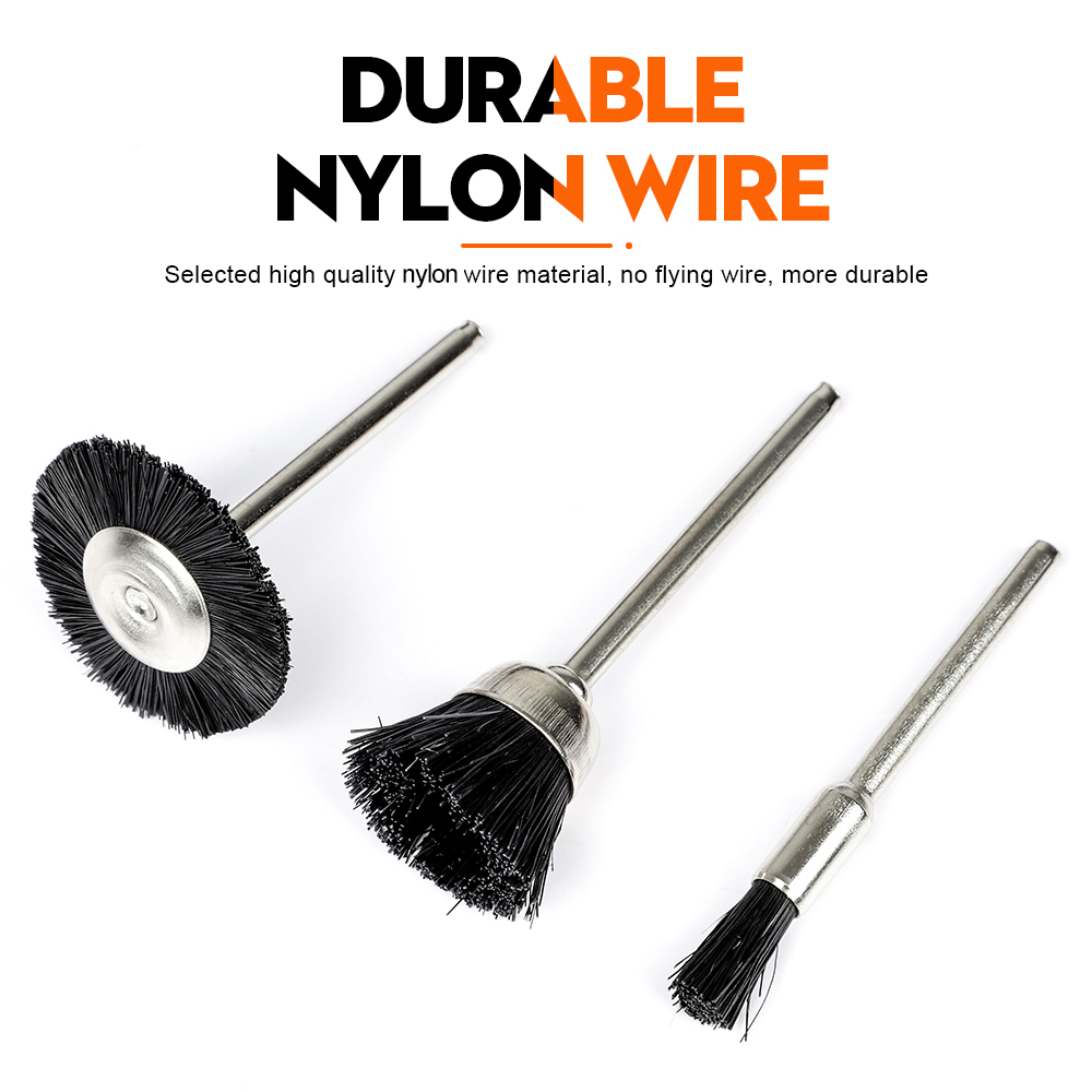 3/10pcs Polishing Wheel Nylon Brush 1/8" Shank Wire Brush For Dremel Rotary Tools Accessories Rust Remove Tool