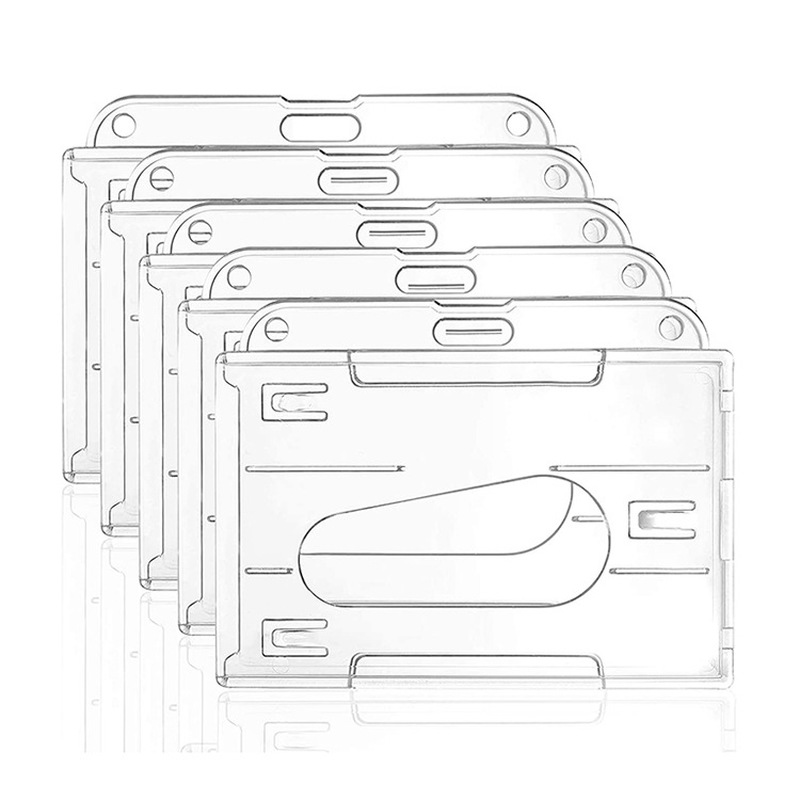 Estuche para tarjetas de pulgar, etiqueta de identificación de plástico transparente, soporte para tarjetas de nombre, funda protectora para tarjetas de trabajo para personal de enfermera, funda para tarjeta de paso de autobús