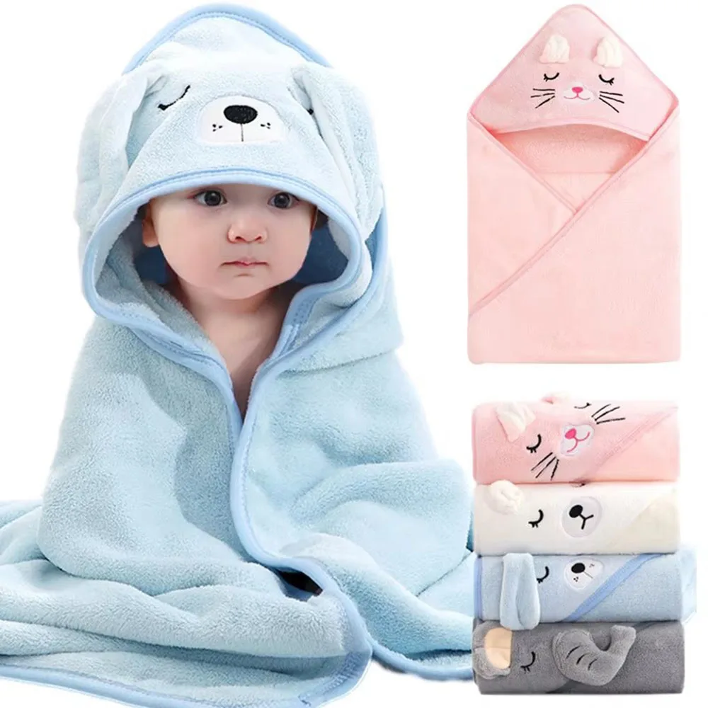 Toallas de baño de animales de dibujos animados para bebé, toalla suave con capucha para recién nacido, manta, albornoz para niño pequeño, envoltura cálida para dormir para niños y niñas
