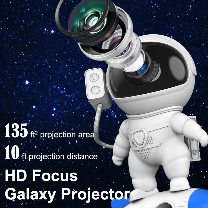 นักบินอวกาศจรวด Galaxy โปรเจคเตอร์โคมไฟกลางคืนและฟิล์ม 13 ชิ้น Sky Projector 360 °   หมุนท้องฟ้าจําลองสําหรับห้องนอนเด็ก