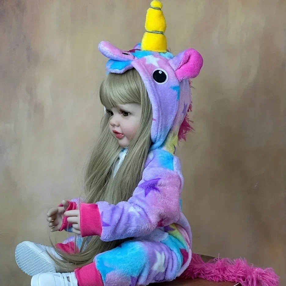 BZDOLL 55 センチメートルリアルなフルシリコーンボディリボーン女の赤ちゃん人形ブロンドロングヘアアライブ新生児ベベ素敵な誕生日ギフト