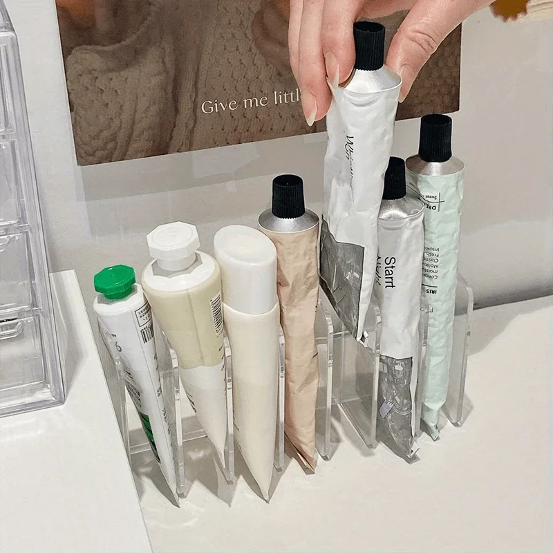 Organizador de cosméticos de plástico transparente con 7 ranuras, soporte de maquillaje multifuncional para el hogar, oficina, baño, tocador, caja de clasificación, 1 ud.