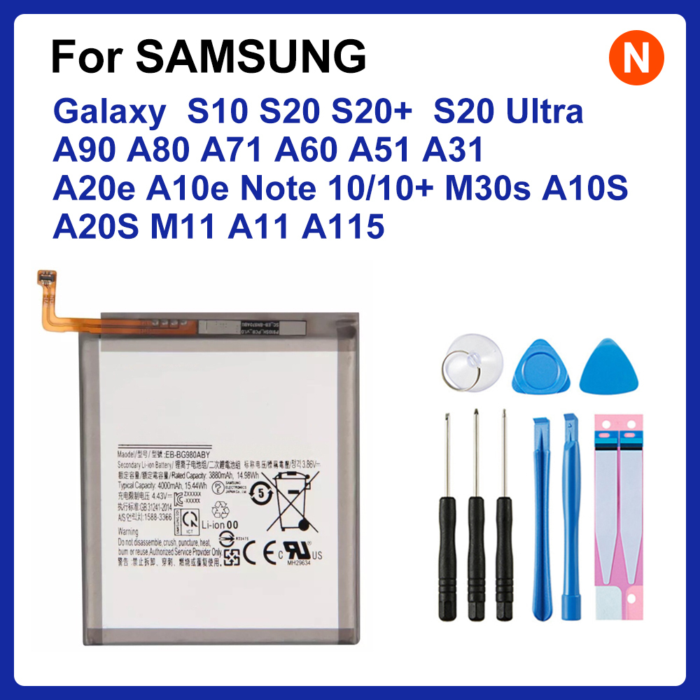 Für SAMSUNG Batterie Für Samsung Galaxy S10 S20 S20 + S20 Ultra A90 A80 A71 A60 A51 A31 A20e A10e Hinweis 10/10 + M30s A20S M11