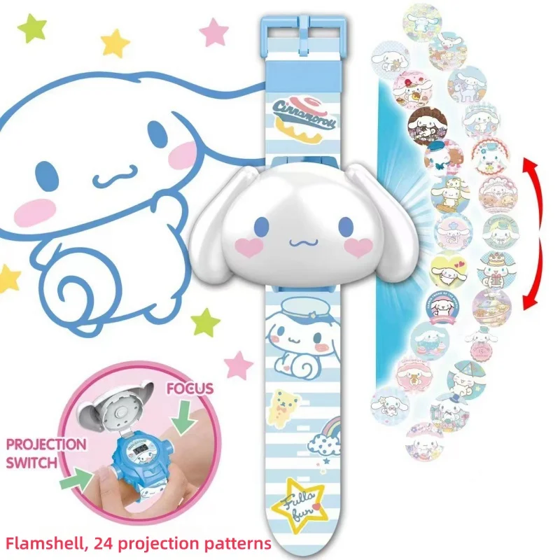 Sanrio Hello Kitty Toys Set Proiezione 3D Orologio digitale Cinnamoroll Kuromi Melody Anime Action Figures Modello Giocattolo Regalo per bambini