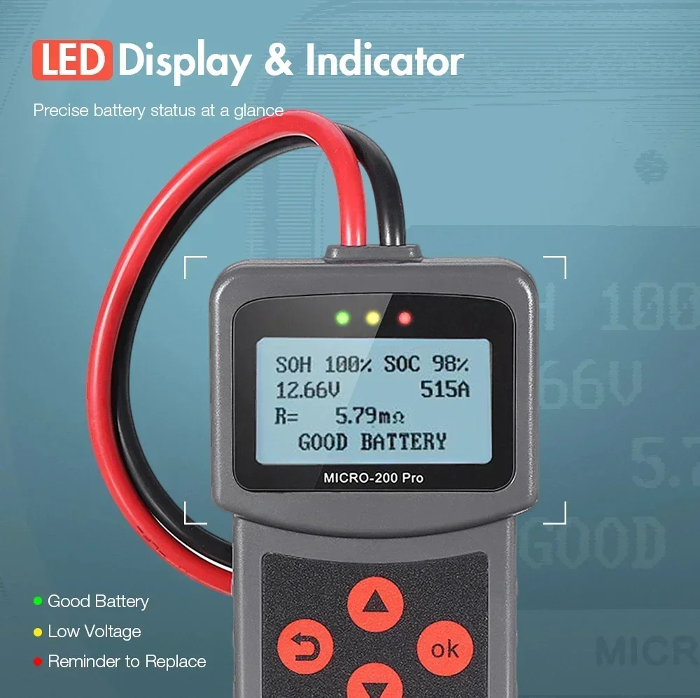 Lancol Micro200Pro 12v แบตเตอรี่เครื่องทดสอบความจุรถเครื่องทดสอบแบตเตอรี่สําหรับโรงรถ Workshop เครื่องมืออัตโนมัติ Mechanical