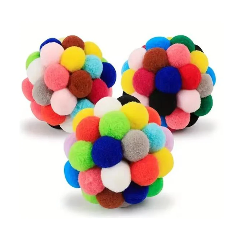 Katze Spielzeug Haustier Spielzeug Katze Plüsch Ball Spielzeug Haustier Bouncy Glocke Ball Spielzeug Bunte Pompons Heimtierbedarf Zufällige Farbe