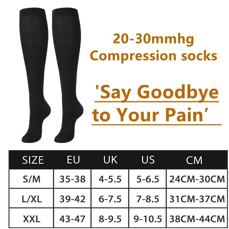 3/6/7 pares de calcetines de compresión venas varicosas correr Natural senderismo baloncesto deportes al aire libre calcetines hasta la rodilla calcetines elásticos