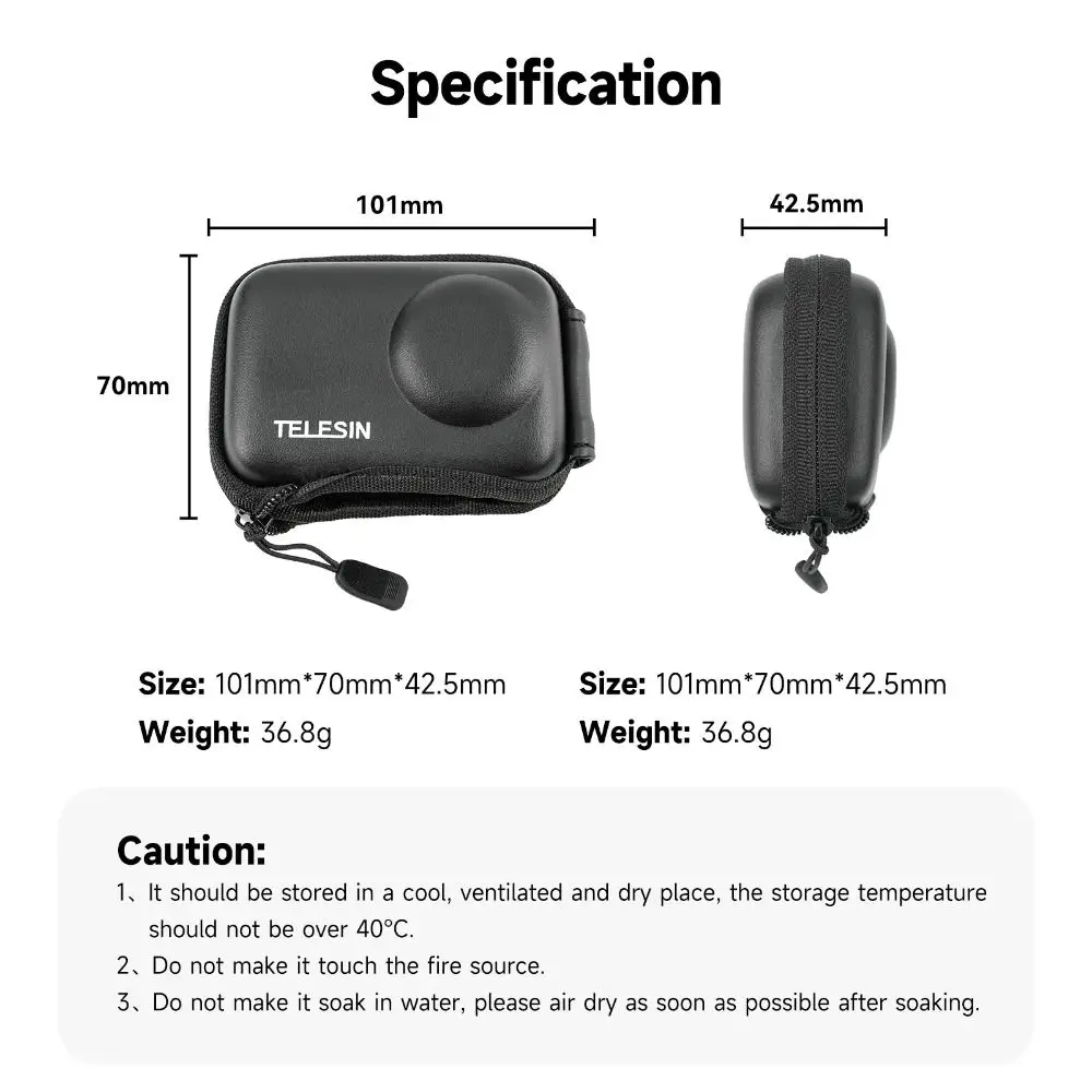 Mini Bolsa de Proteção Armazenamento para Dji Osmo Ação 4, escovado, Meio Aberto, Quick Release, Maleta para Ação 3 Acessórios