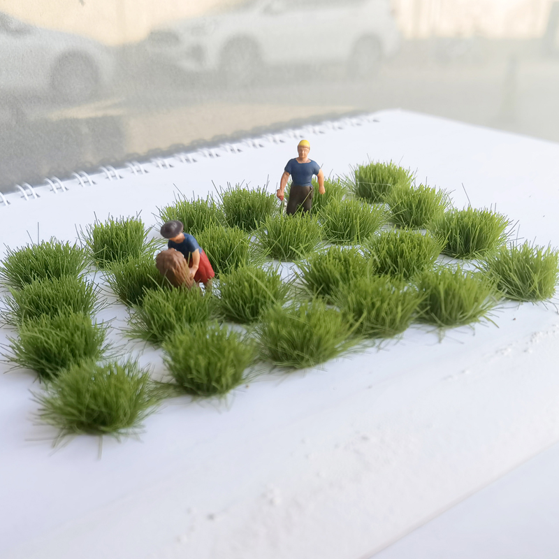 Modelo de cluster de grama, tufos de grama artificial, material de cenário, arbustos de grama estáticos autoadesivos, cluster de plantas verdes em miniatura