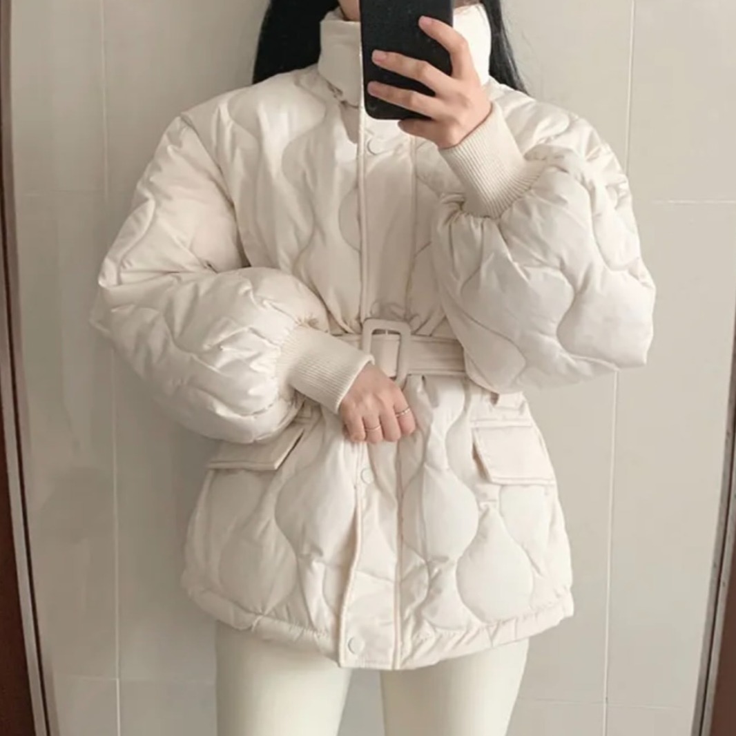 South korea Chic Autumn and Winter Temperament Down jacket Cotton-padded jacket Outerwear Mid-Length Down jacket Short Down j...