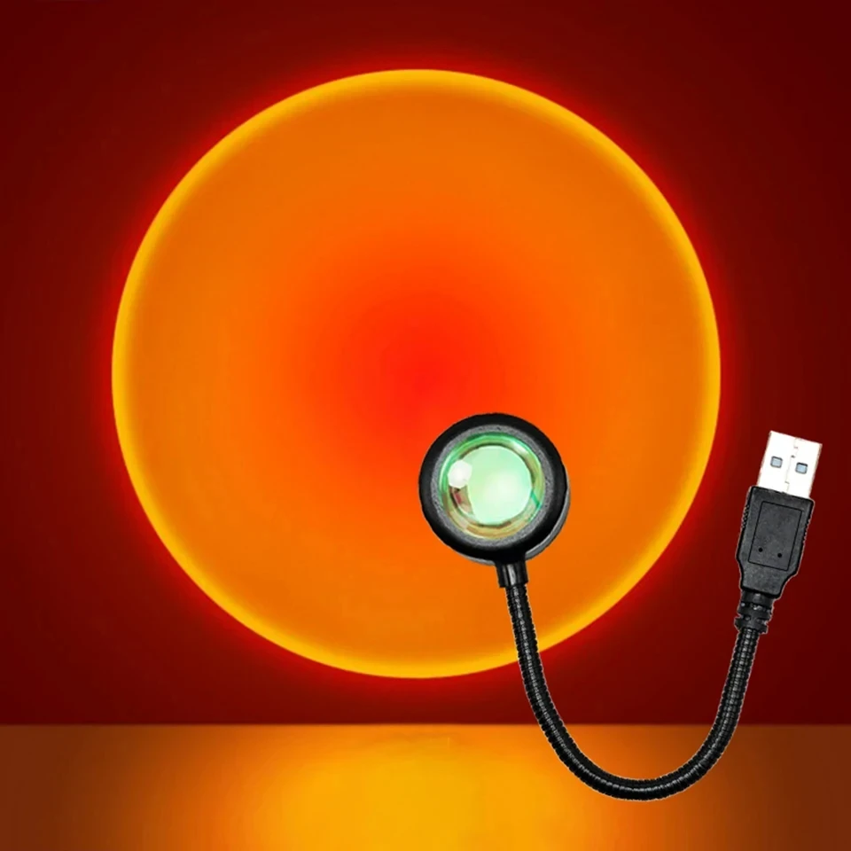 Lampada da tramonto a LED Illuminazione notturna Proiettore USB Decorazione per feste di compleanno Luci d'atmosfera per la fotografia della parete del soggiorno della camera da letto